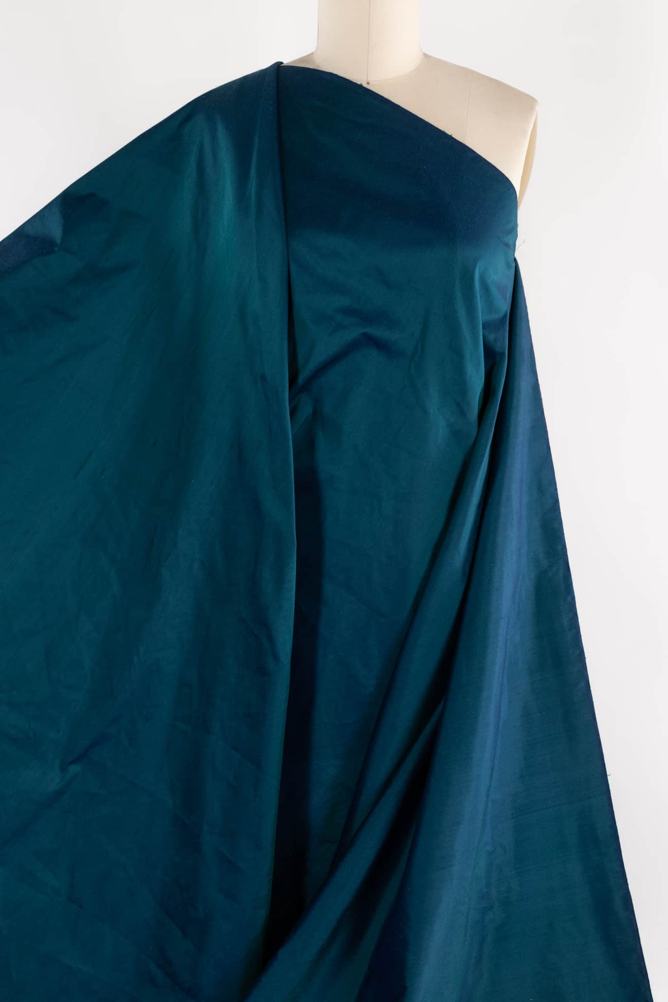 Teal Dusk Silk Dupioni Woven
