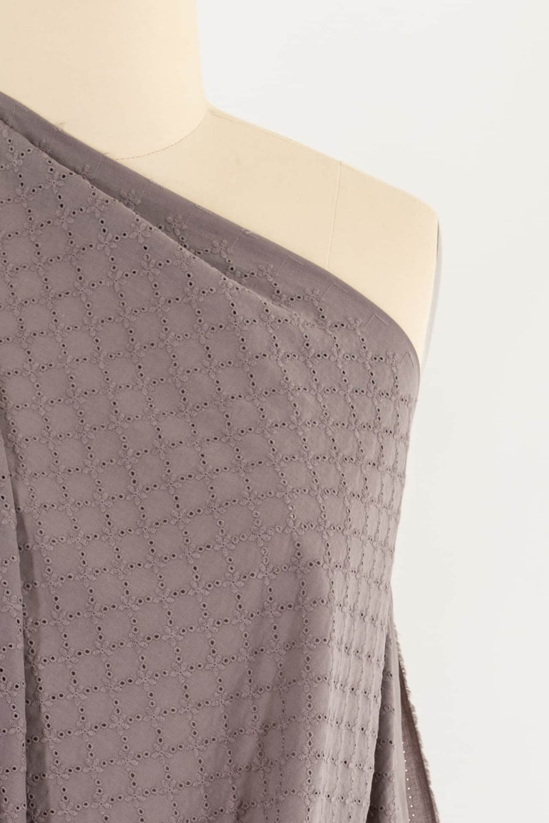 Tender Taupe Cotton Eyelet Woven