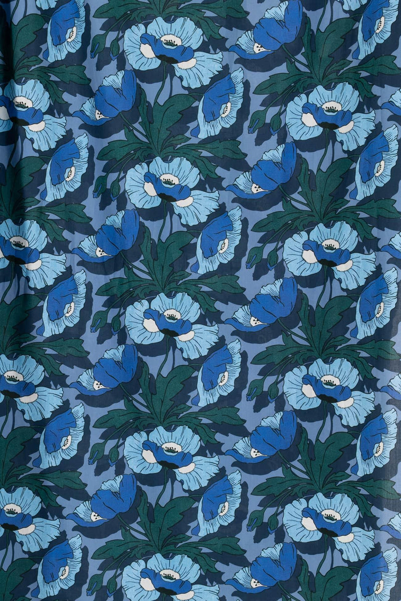 Tibetan Blue Poppies Liberty Cotton Woven