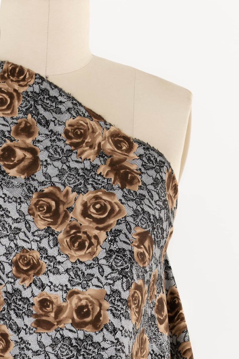 Toffee Roses Stretch Cotton Woven