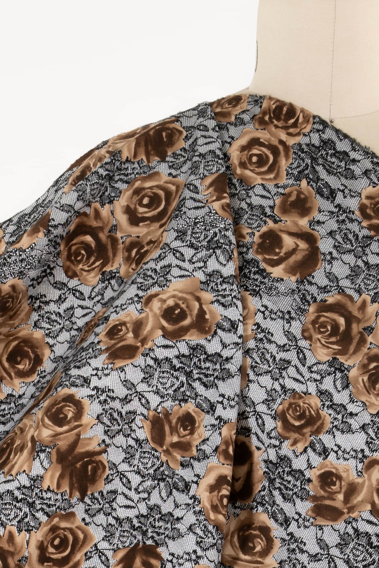 Toffee Roses Stretch Cotton Woven - ENDCUT