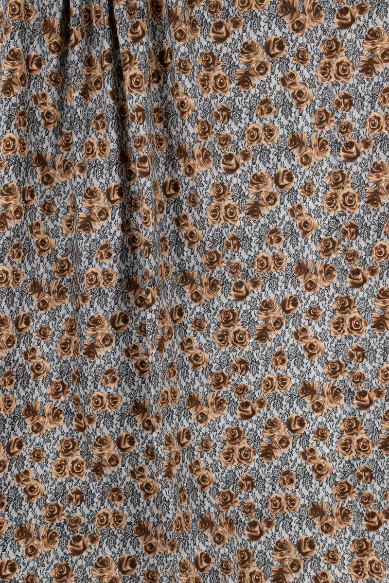 Toffee Roses Stretch Cotton Woven