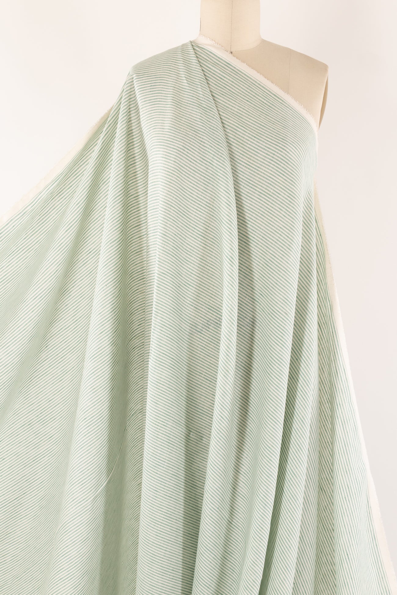 Turquoise Green Stripe Linen Woven