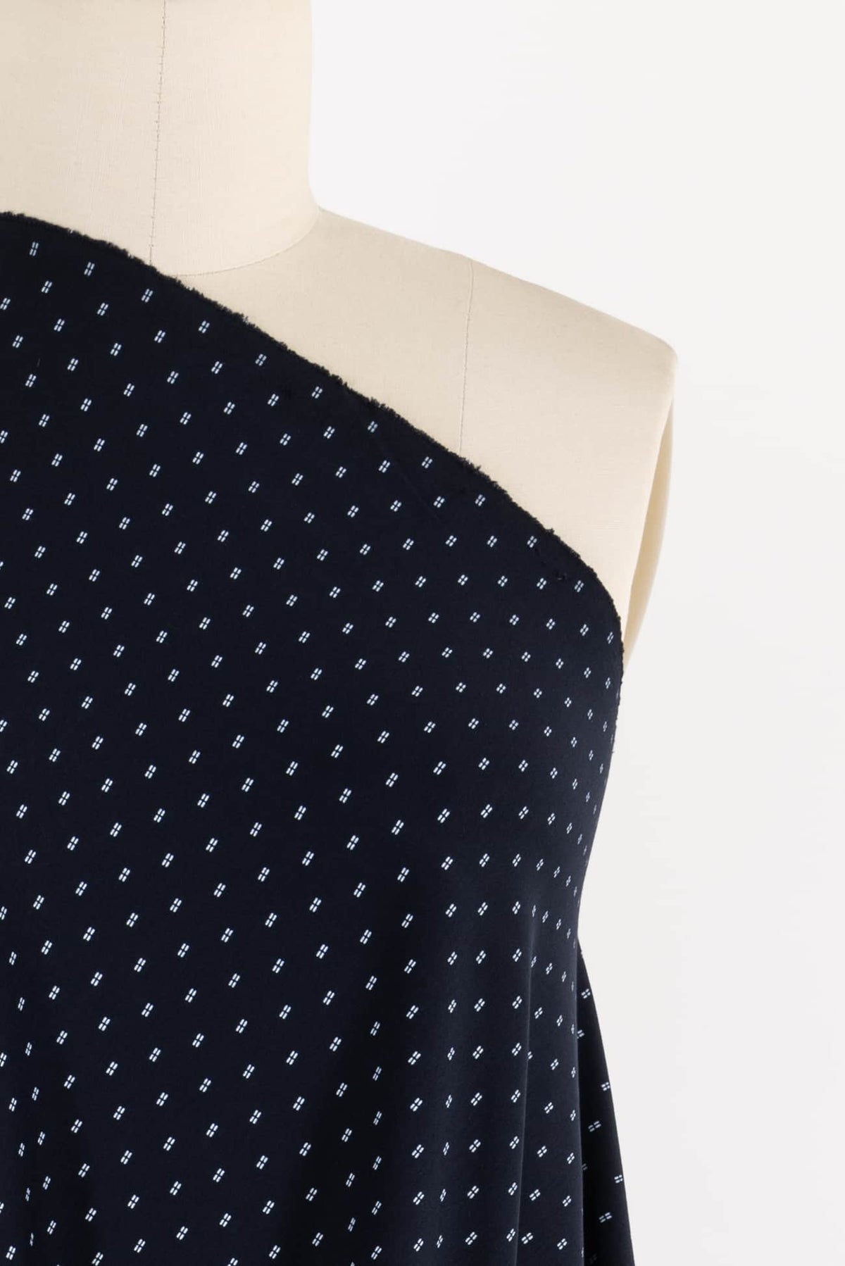 Twin Pin Dot Navy Italian Ponte Knit