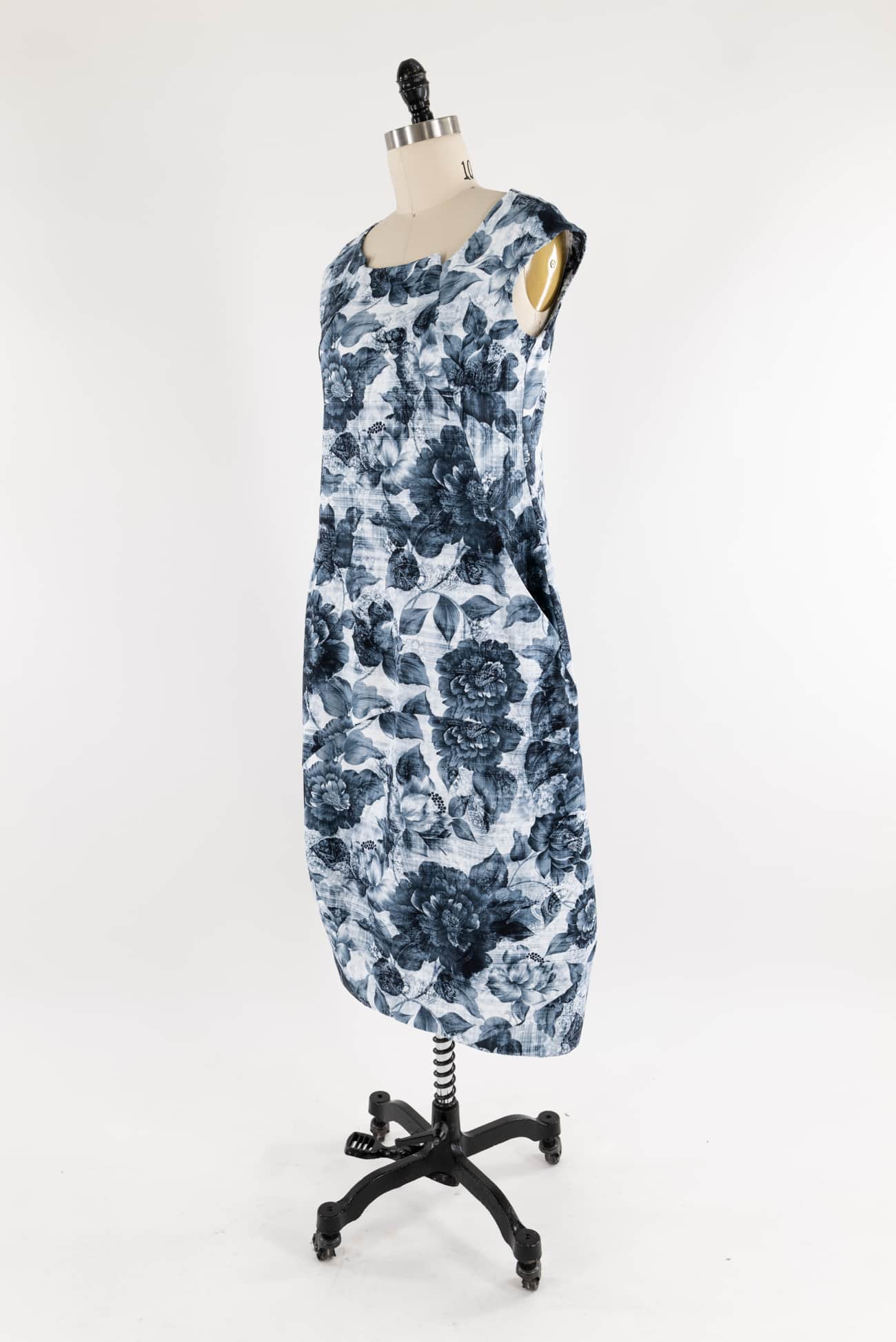 Blue Floral Cotton Knit Dress