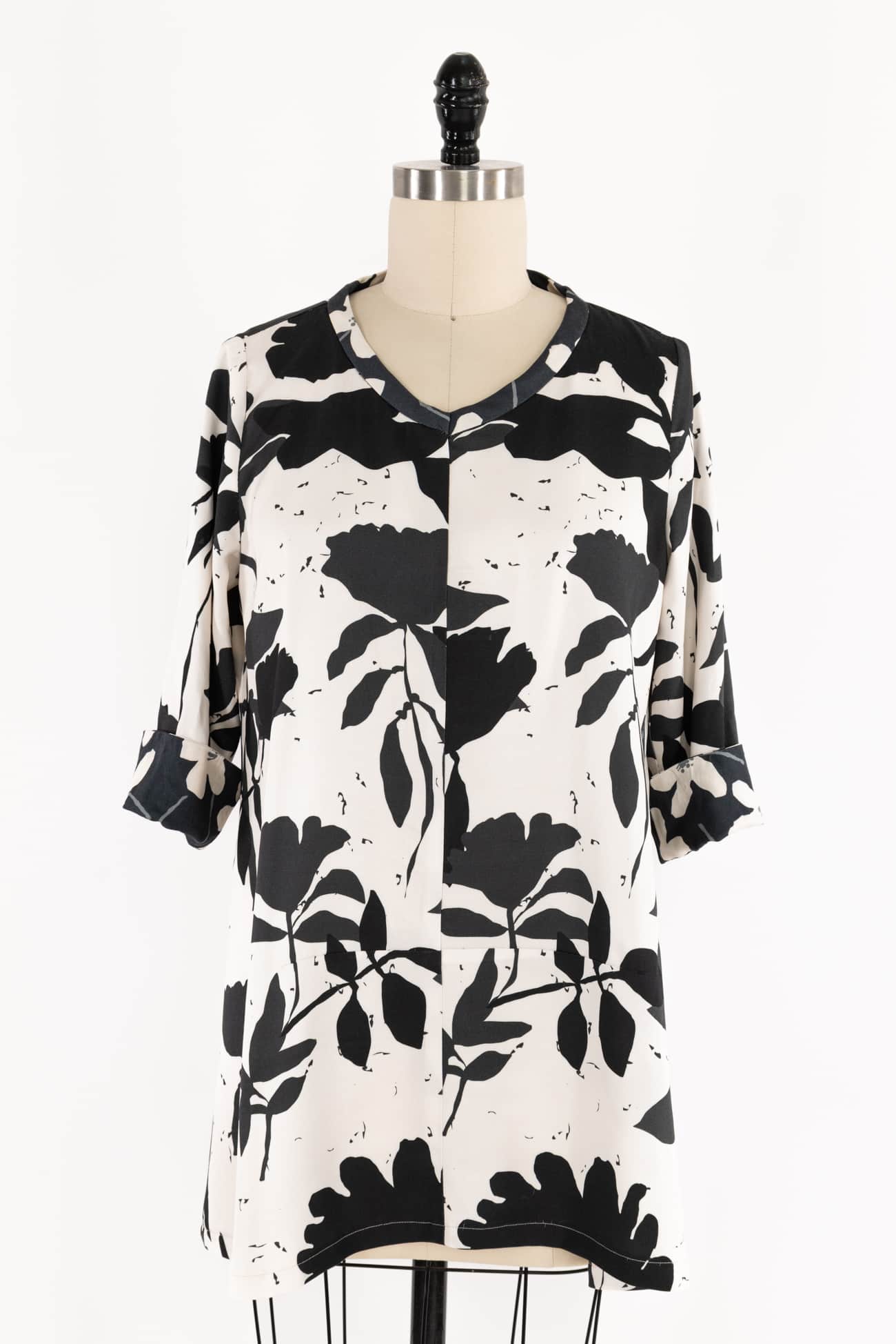 Black On White Viscose Tunic