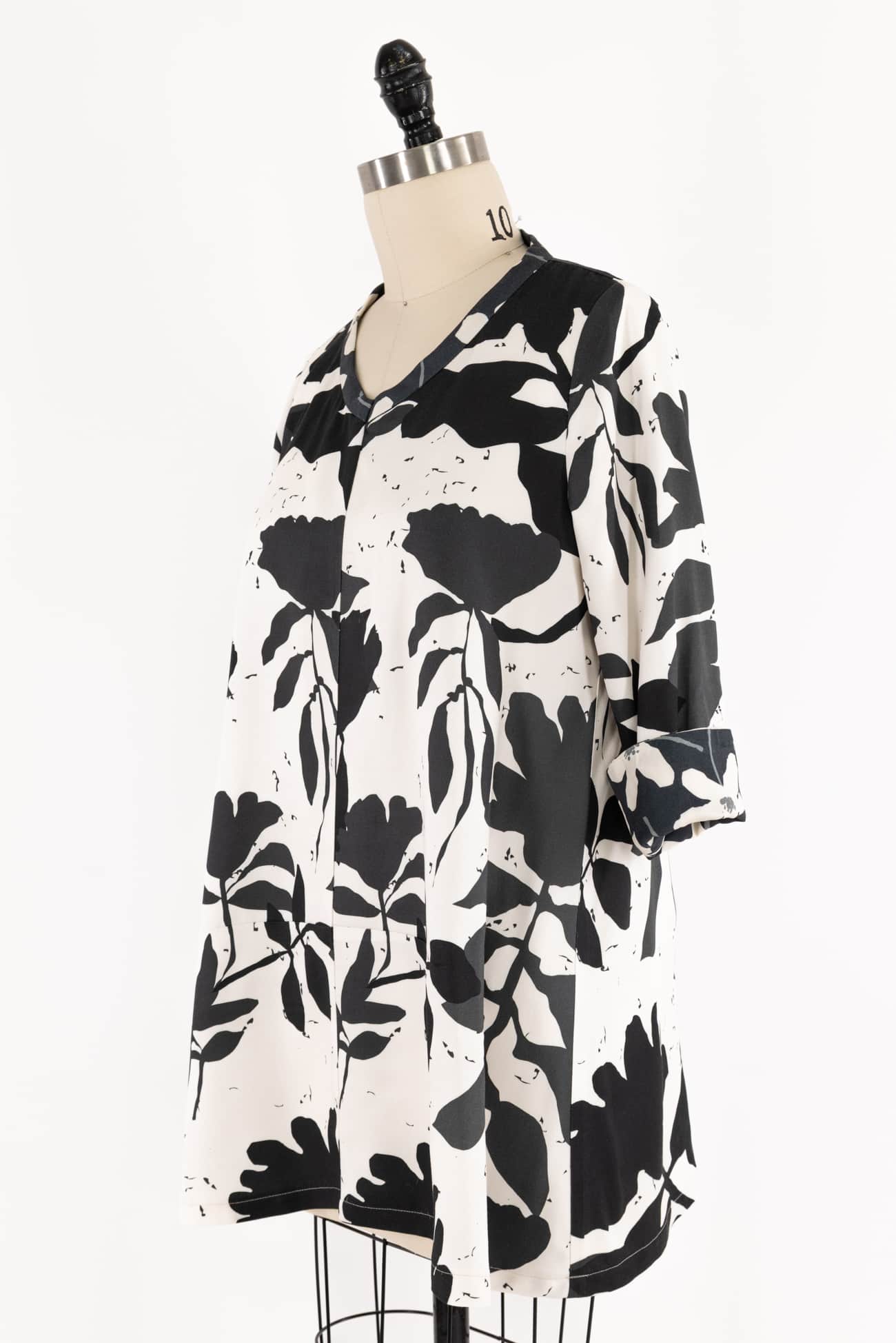 Black On White Viscose Tunic