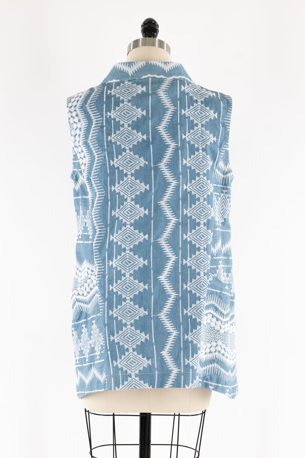 Embroidered Chambray Vest