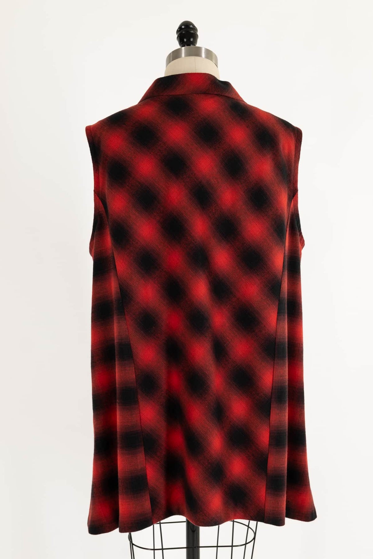 Ombre Red Plaid Cotton Flannel Vest