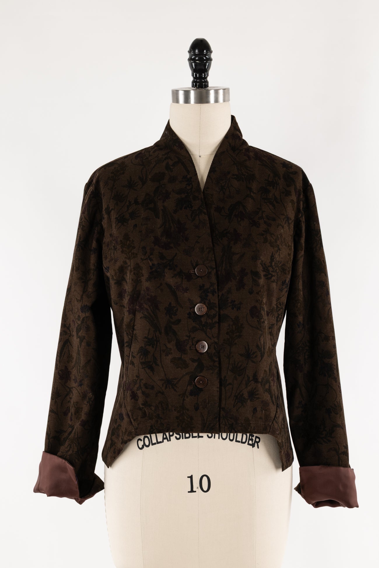 Deep Umber Floral Japanese Corduroy Woven - ENDCUT