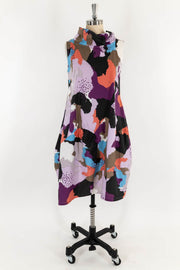 Rainbow Gathering Abstract Print Japanese Cotton 'Cirque' Dress