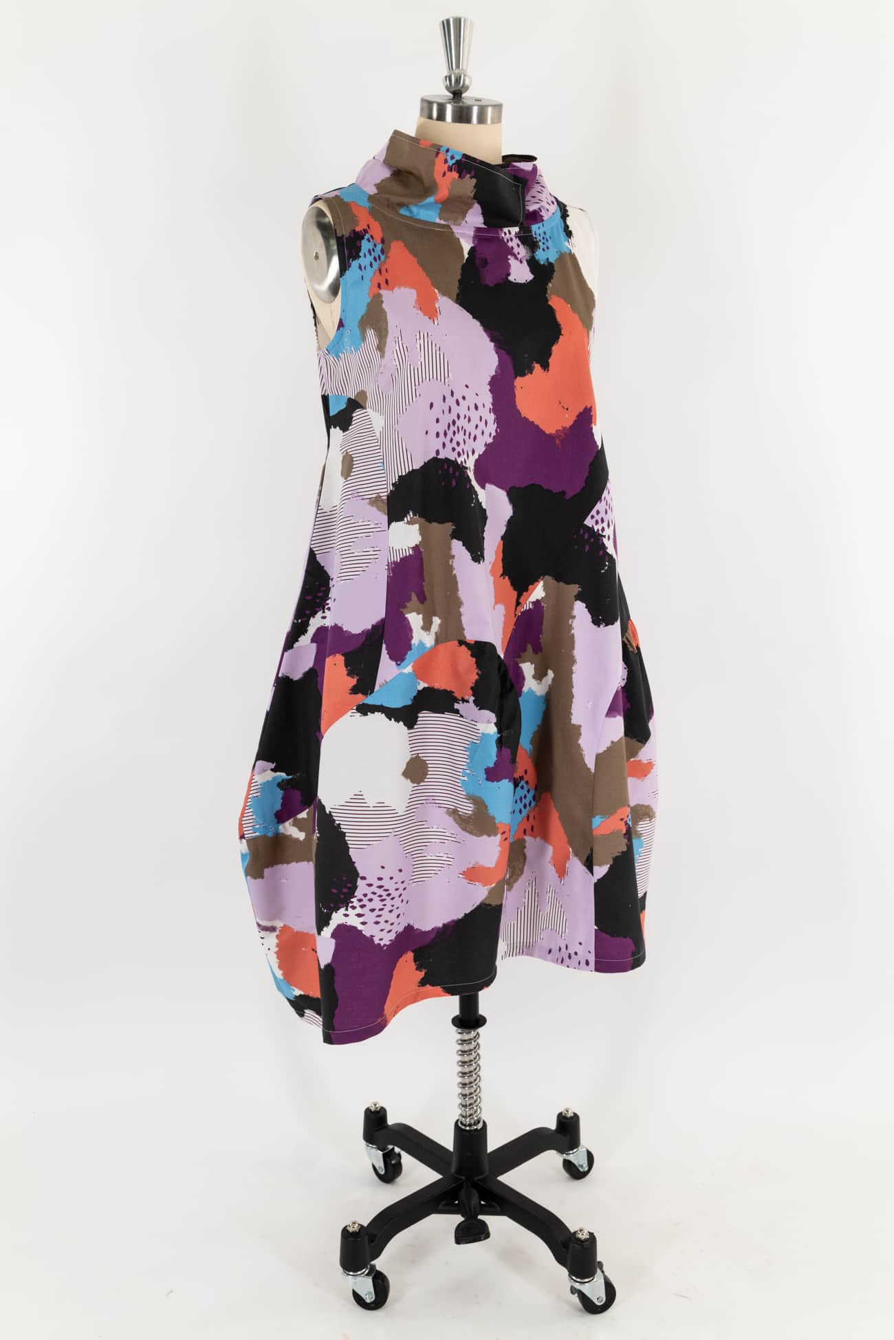 Rainbow Gathering Abstract Print Japanese Cotton 'Cirque' Dress