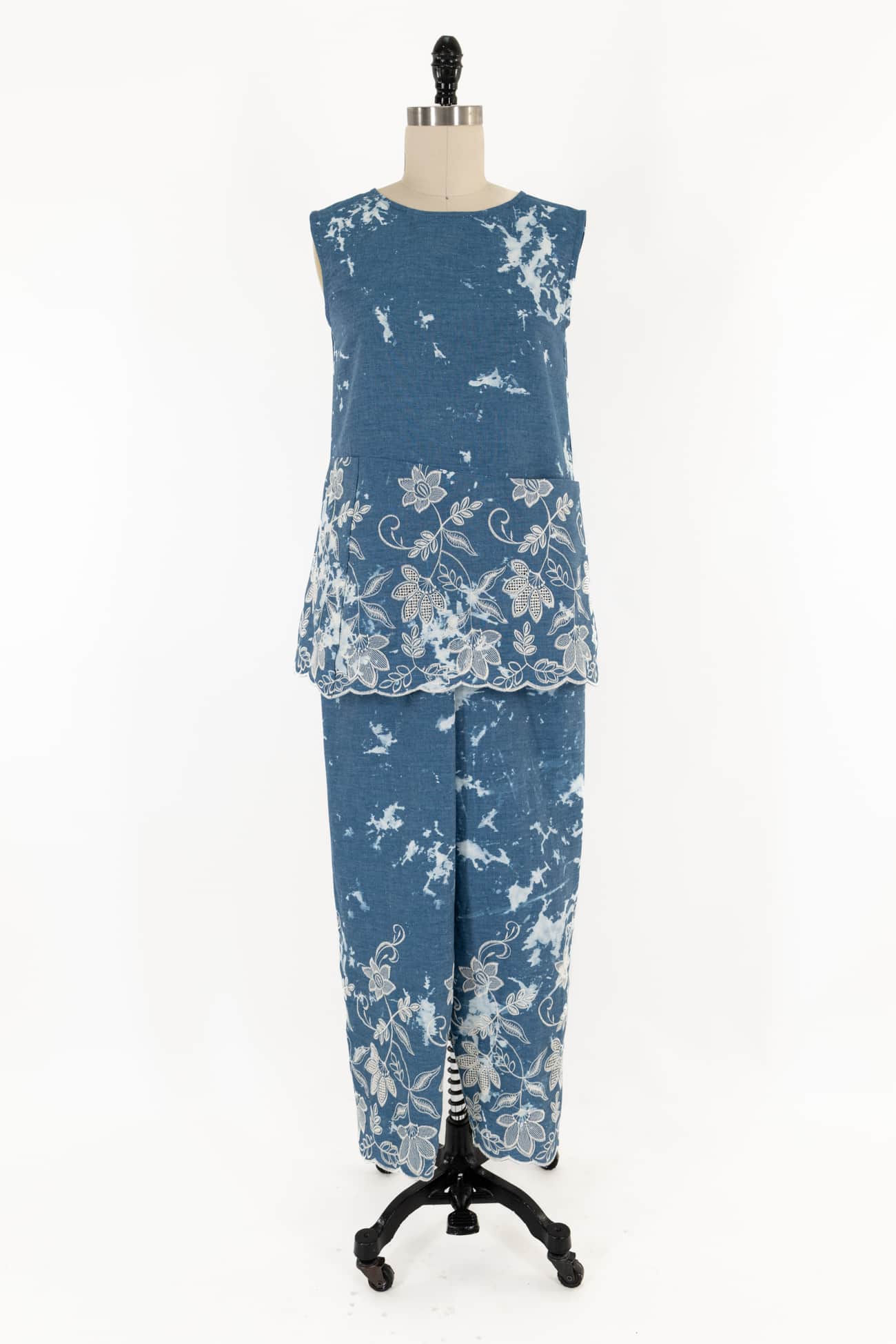Embroidered Chambray Set
