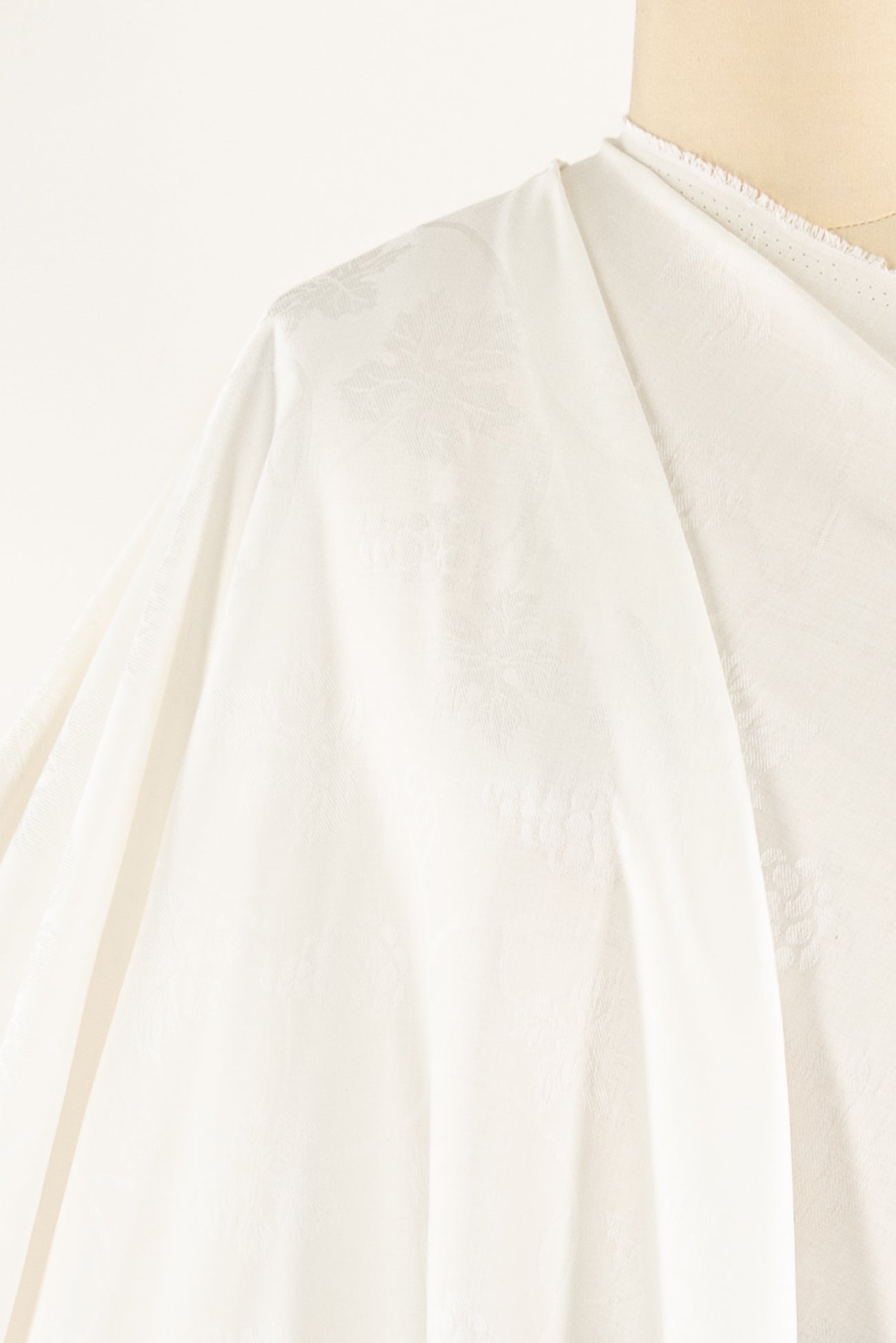 White Vining Jacquard Cotton Woven