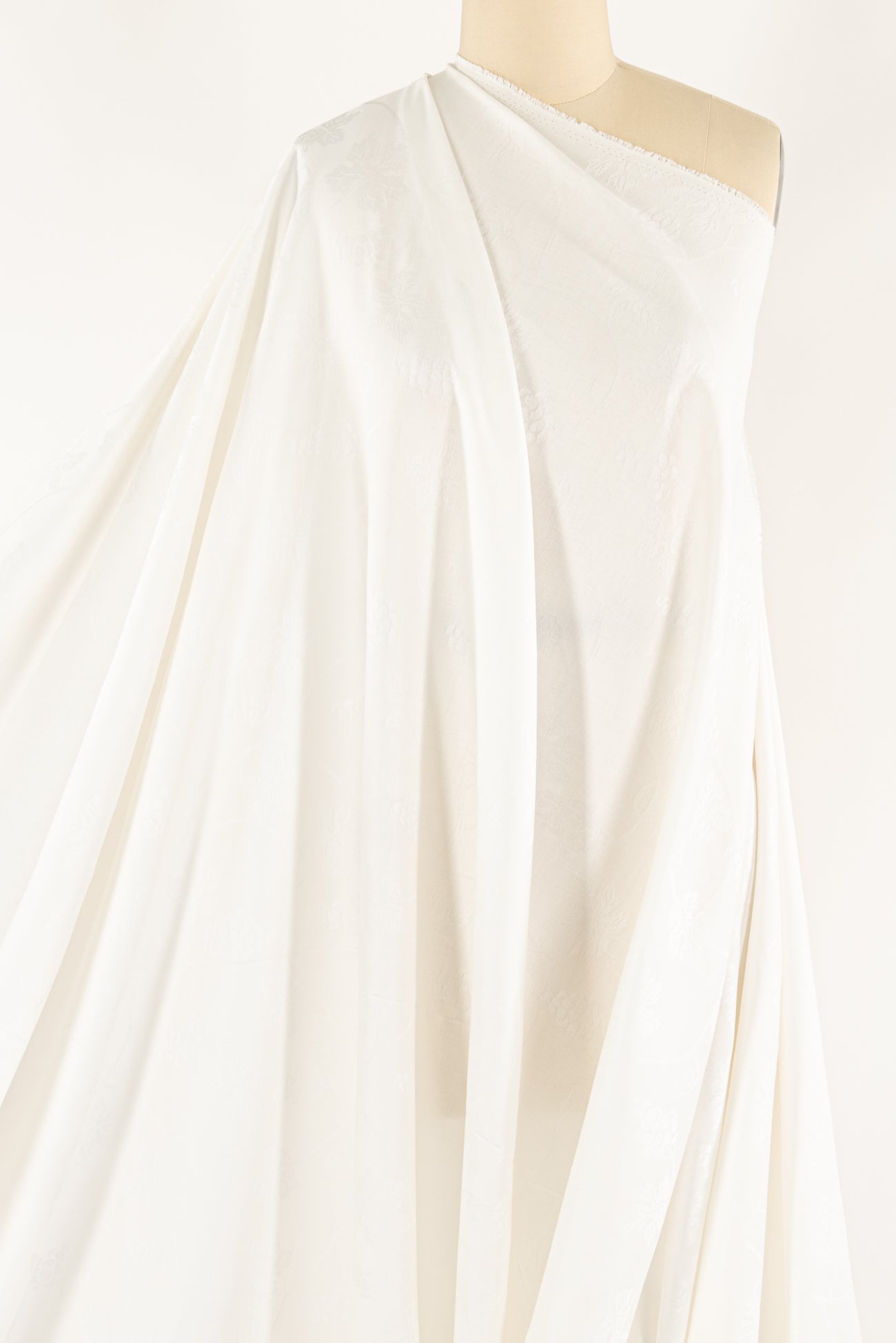 White Vining Jacquard Cotton Woven