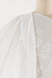 White Fern Embroidered Cotton Woven