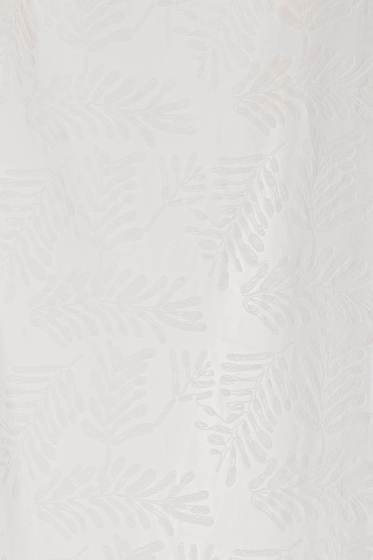 White Fern Embroidered Cotton Woven