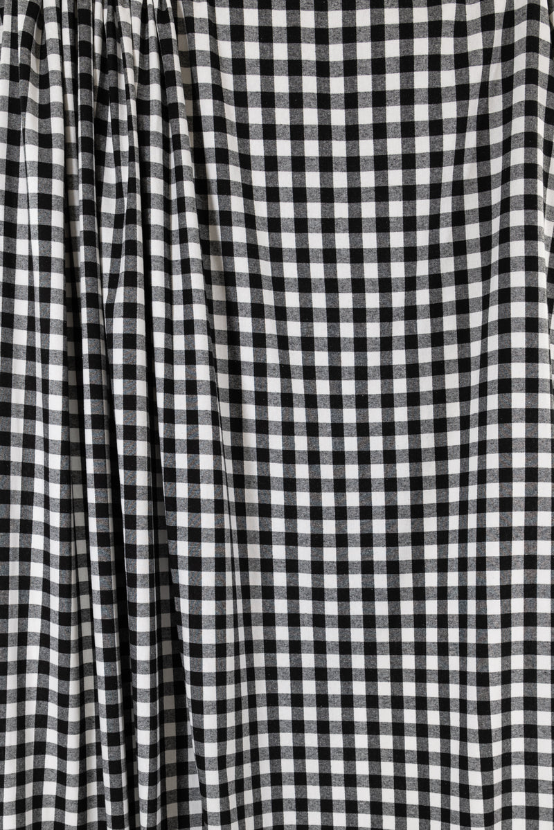 White Mini Buffalo Checks Cotton Flannel Woven