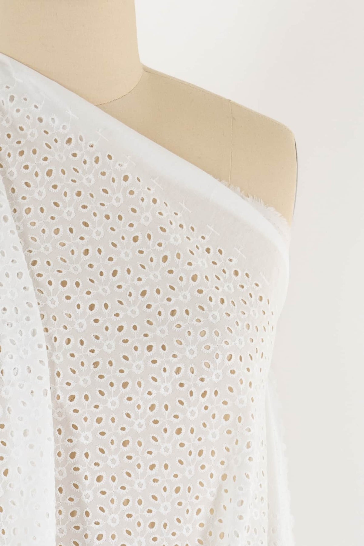 White Ovals Cotton Eyelet Woven