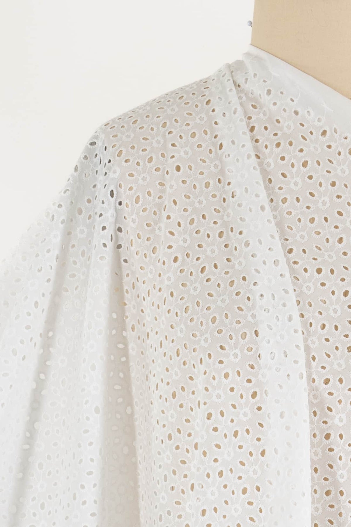 White Ovals Cotton Eyelet Woven