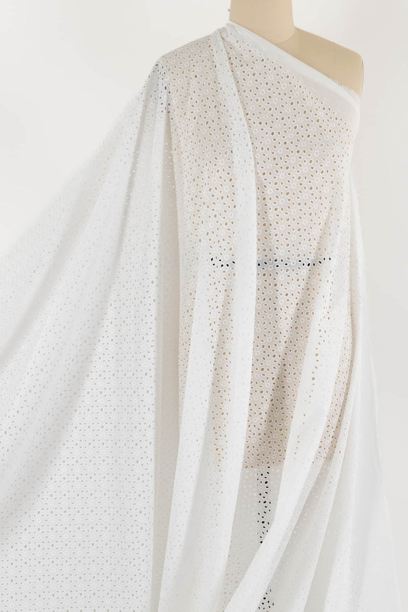 White Ovals Cotton Eyelet Woven