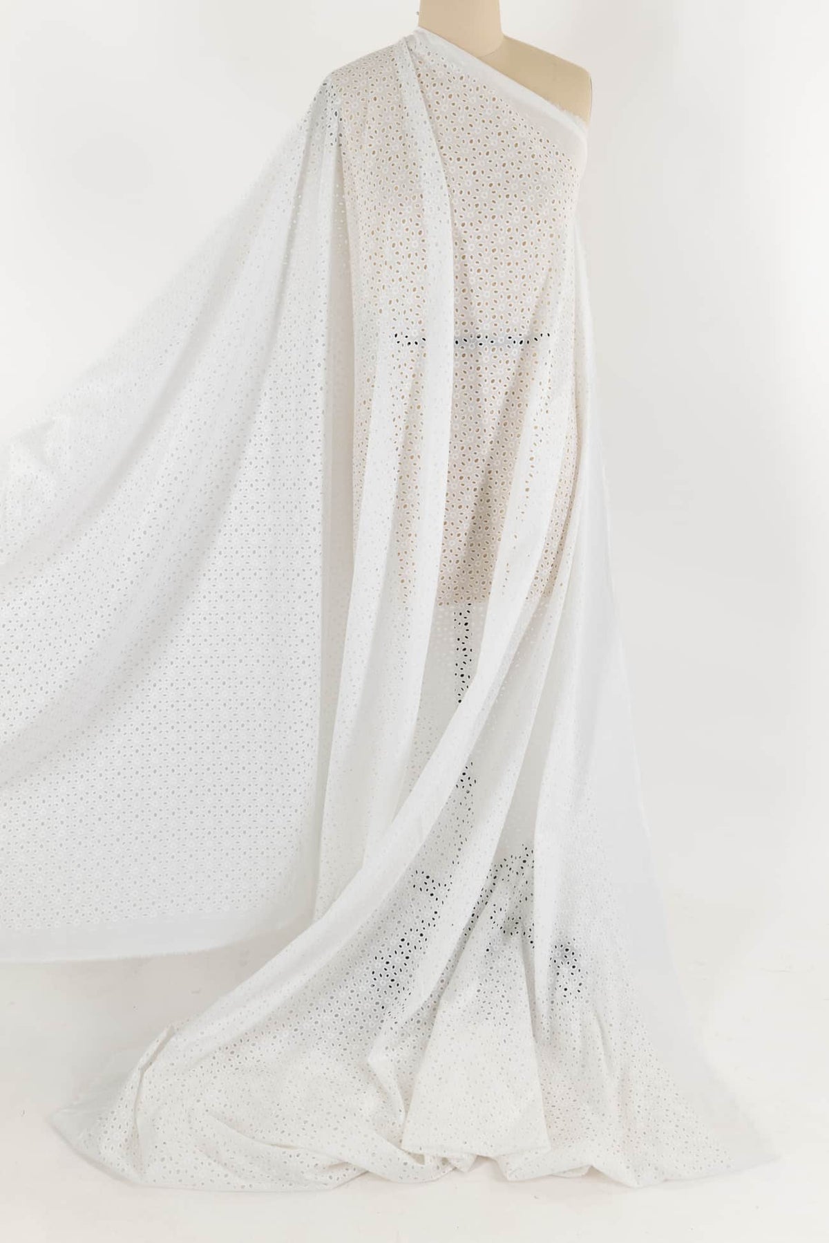 White Ovals Cotton Eyelet Woven