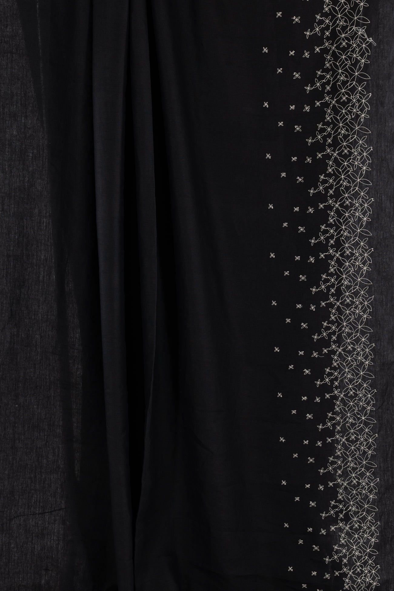 White Petals Embroidered Linen Woven