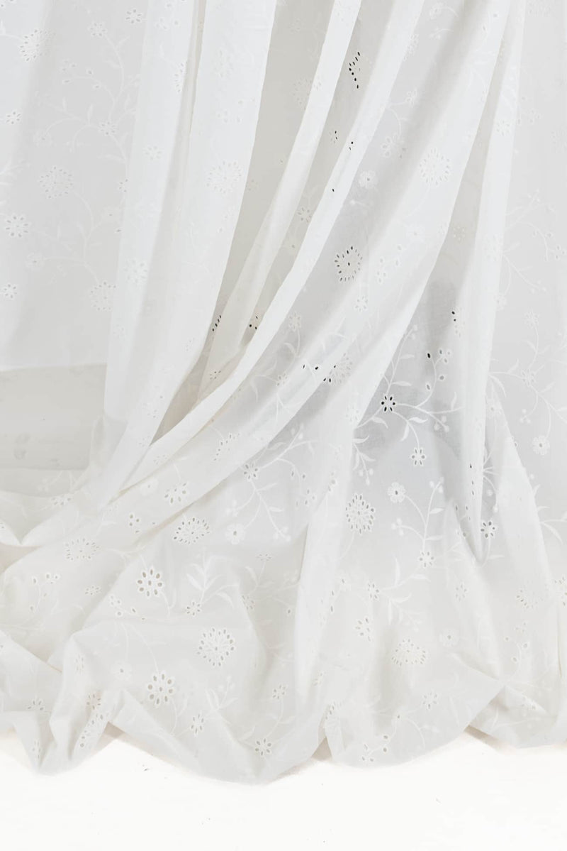 White Vines Cotton Eyelet Woven