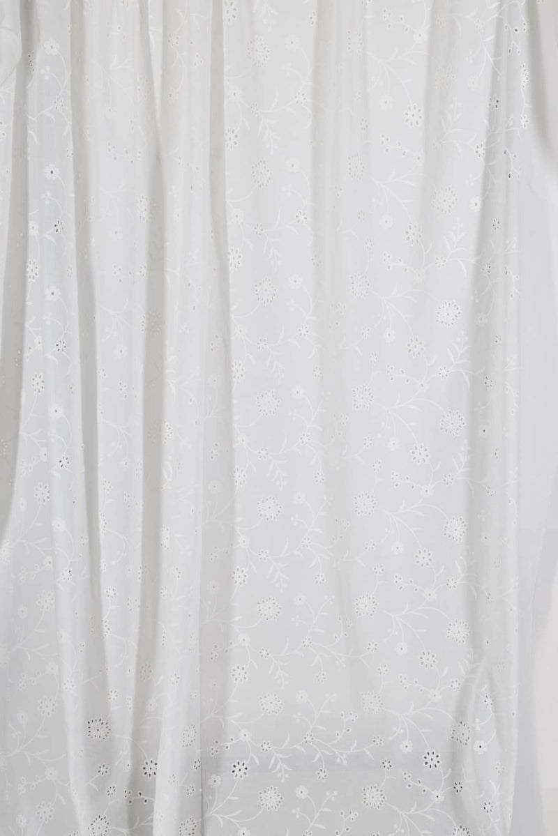 White Vines Cotton Eyelet Woven