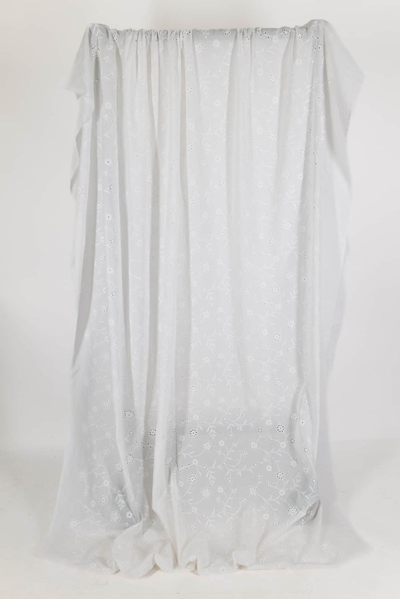 White Vines Cotton Eyelet Woven