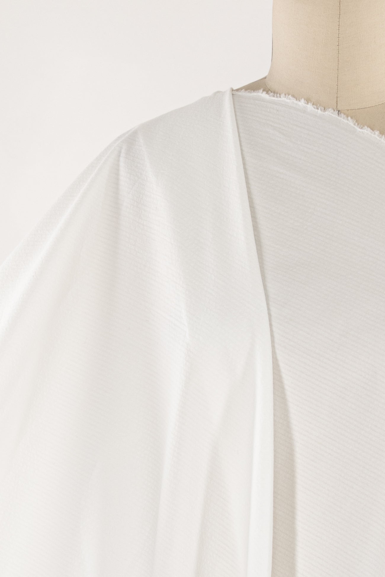 White Salt Stripe Cotton Seersucker Woven