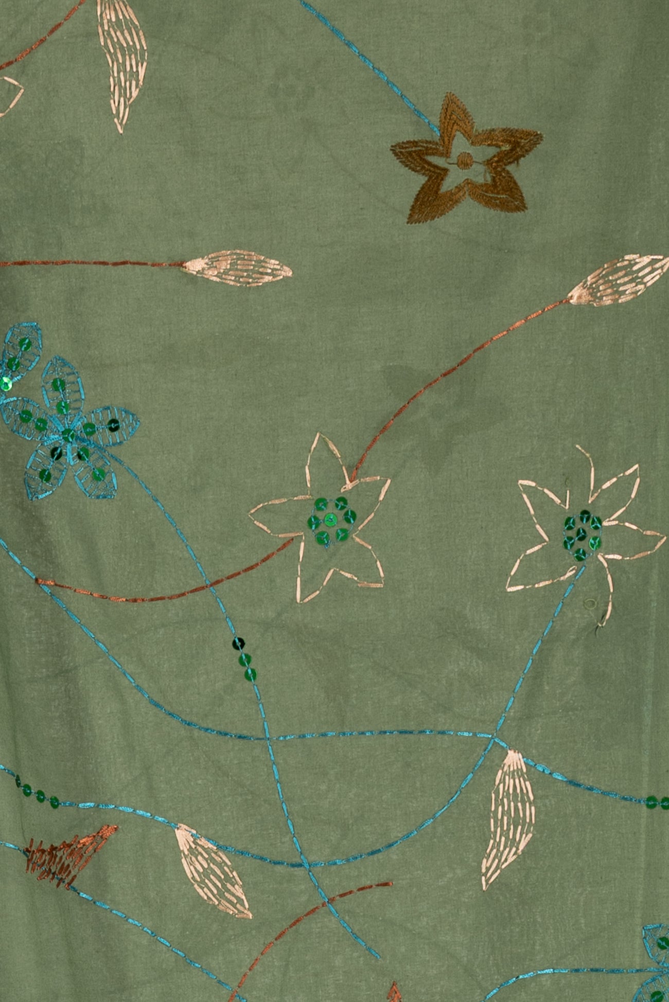 Willow Green Embroidered Cotton Woven