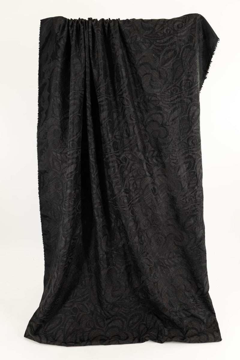 Black Oak Embroidered Taffeta Woven - Marcy Tilton Fabrics