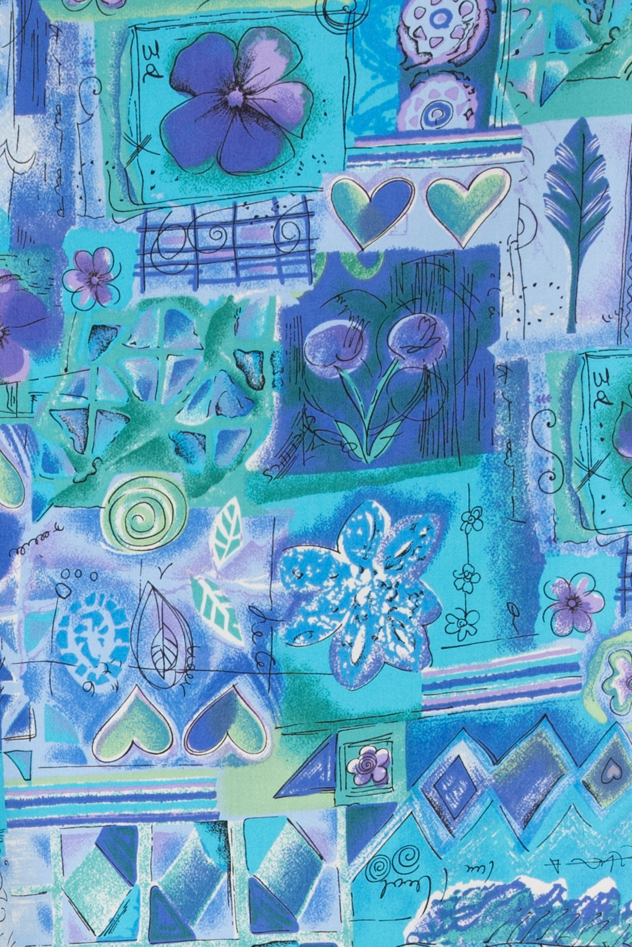 Blue Mosaica Japanese Stretch Cotton Woven