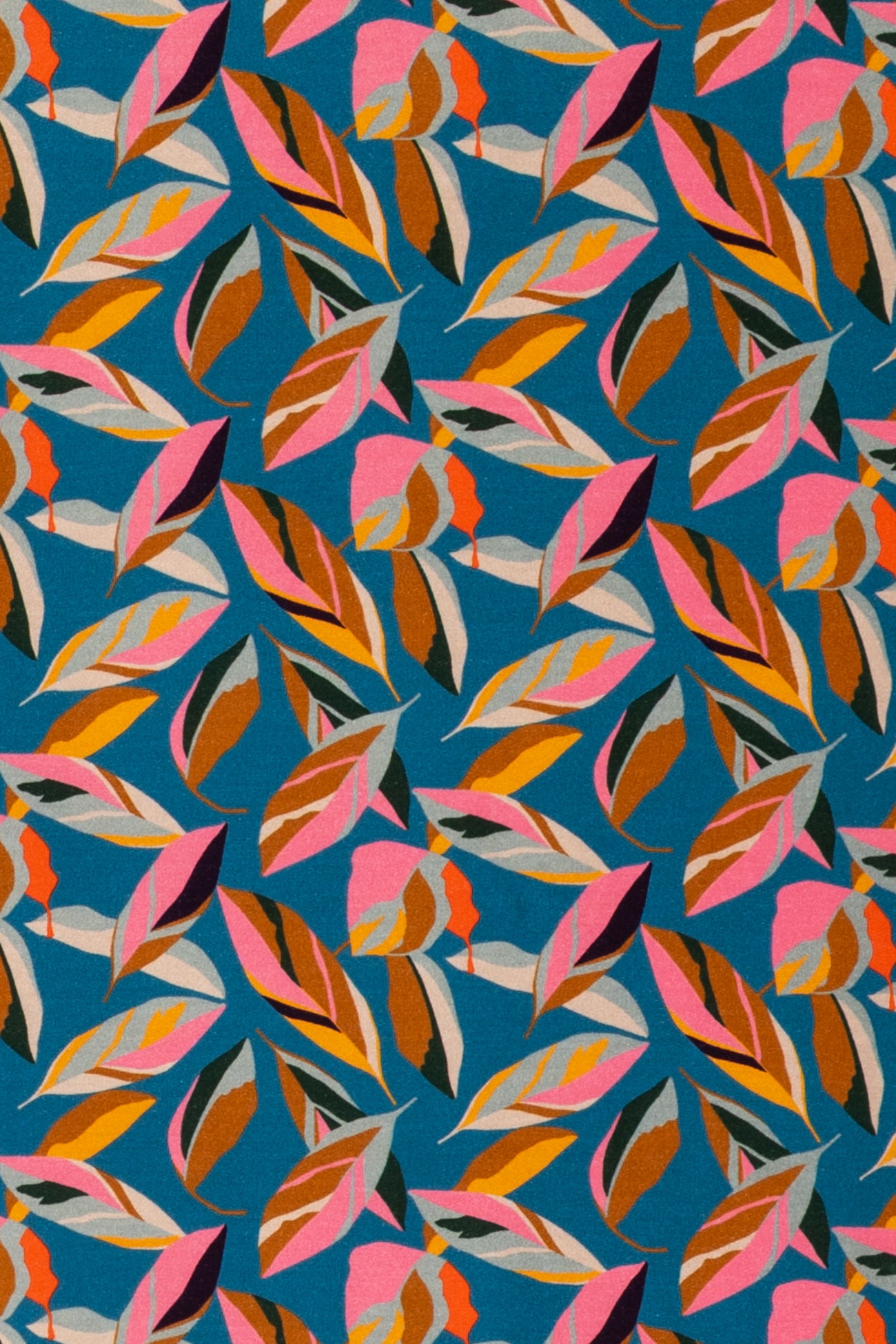 Rainbow Leaves Dutch Cotton Brushed French Terry Knit