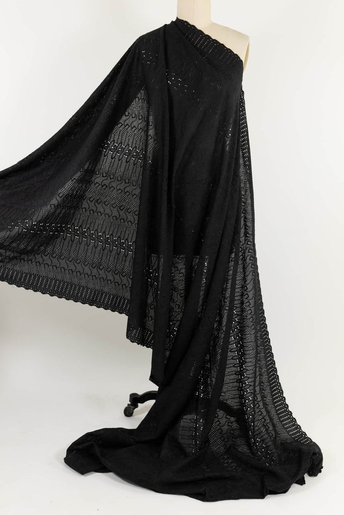 Black Geometric Cotton Eyelet Woven - Marcy Tilton Fabrics