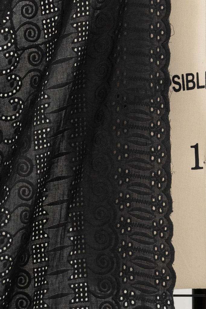 Black Spiral Cotton Eyelet Woven - Marcy Tilton Fabrics