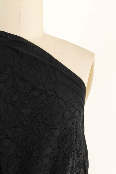 Carbon Black Embroidered Cotton Woven - Marcy Tilton Fabrics