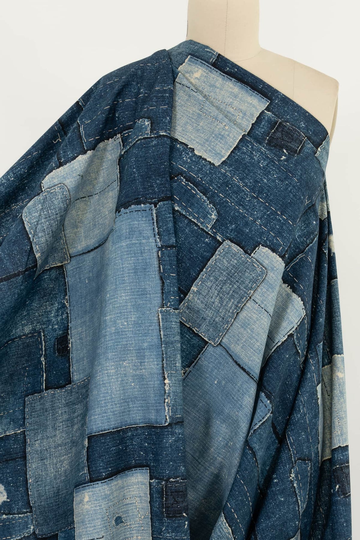 Blue Faux Boro Japanese Cotton Woven - Marcy Tilton Fabrics