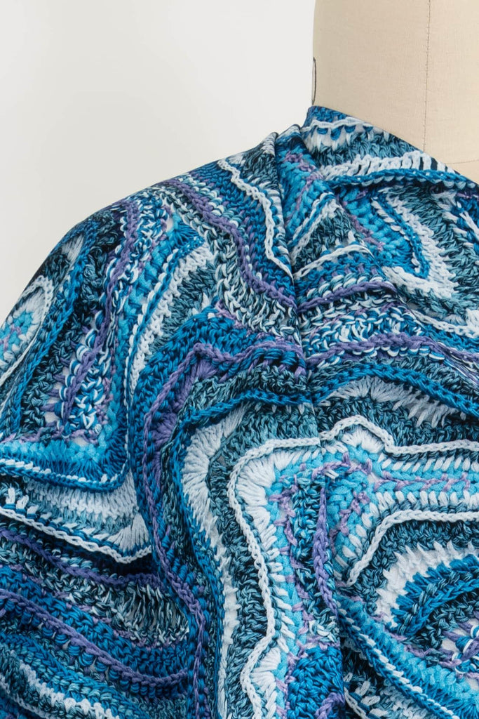 Blue Faux Crochet Japanese Cotton - Marcy Tilton Fabrics