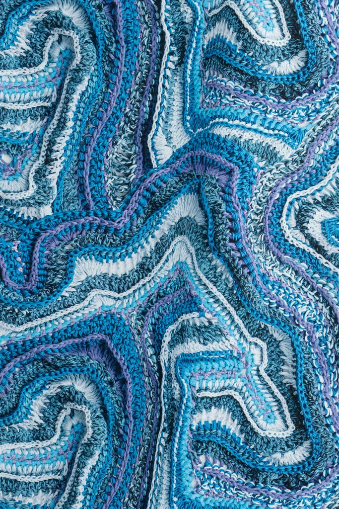 Blue Faux Crochet Japanese Cotton - Marcy Tilton Fabrics