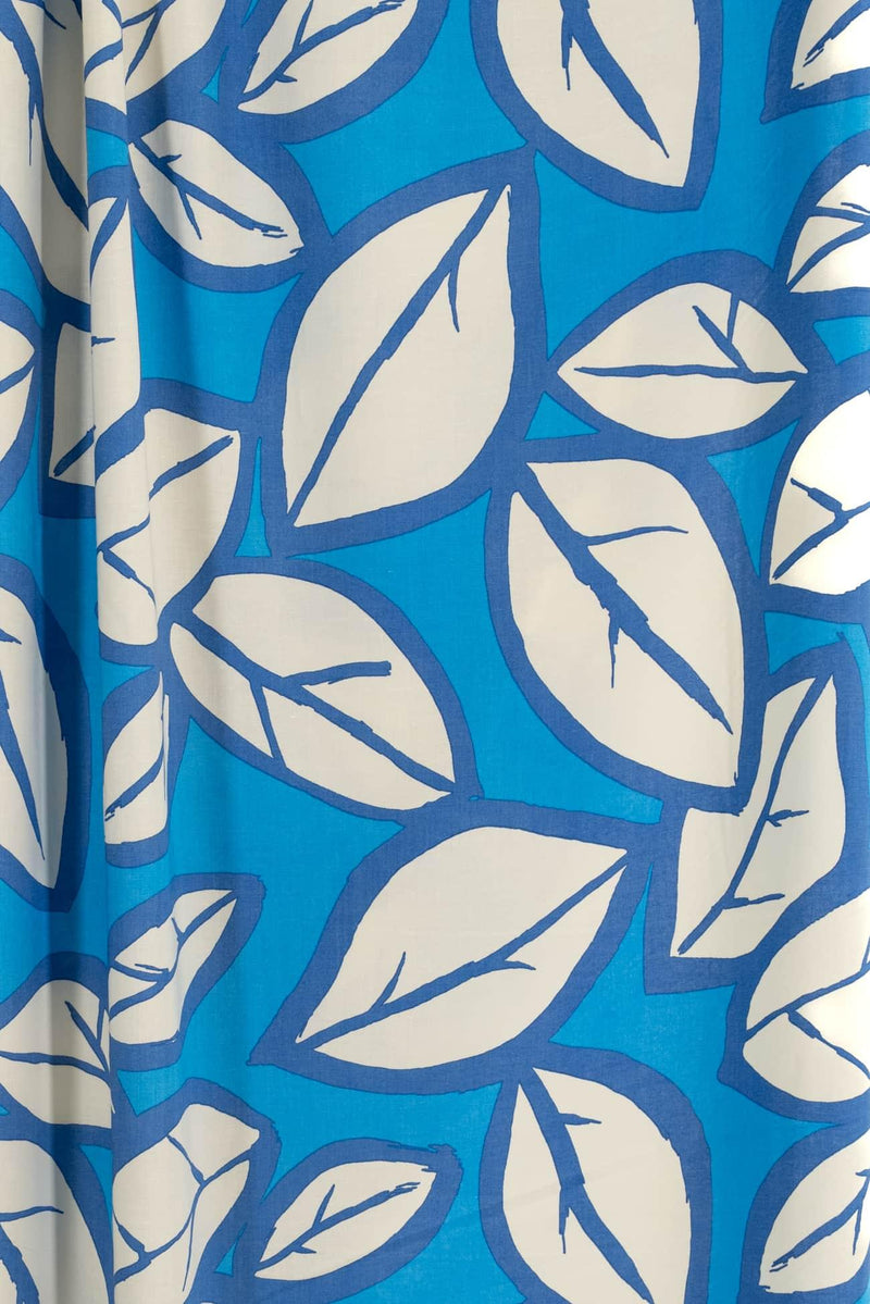 Blue Leaves Italian Viscose/Linen Woven - Marcy Tilton Fabrics