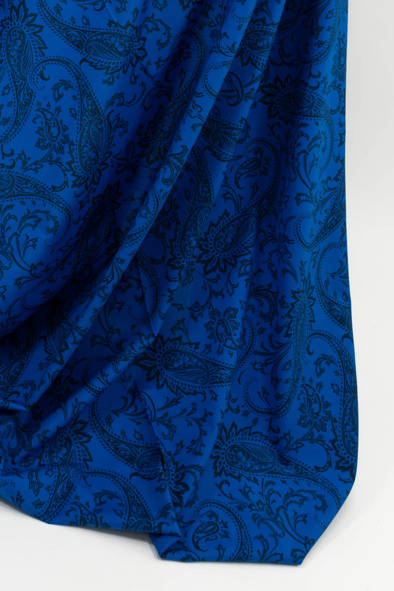 Blue Paisley Italian Cotton Woven - Marcy Tilton Fabrics