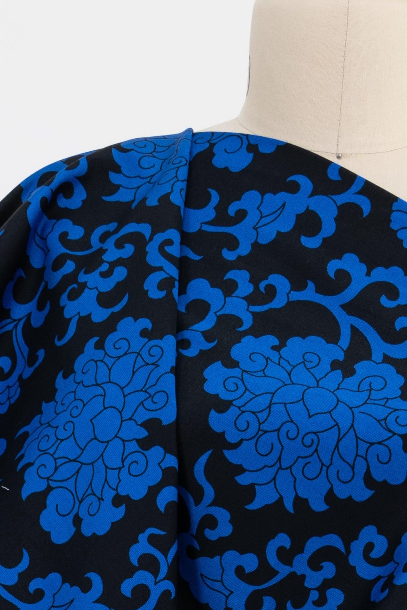 Cobalt Chinese Clouds Stretch Cotton Woven - Marcy Tilton Fabrics