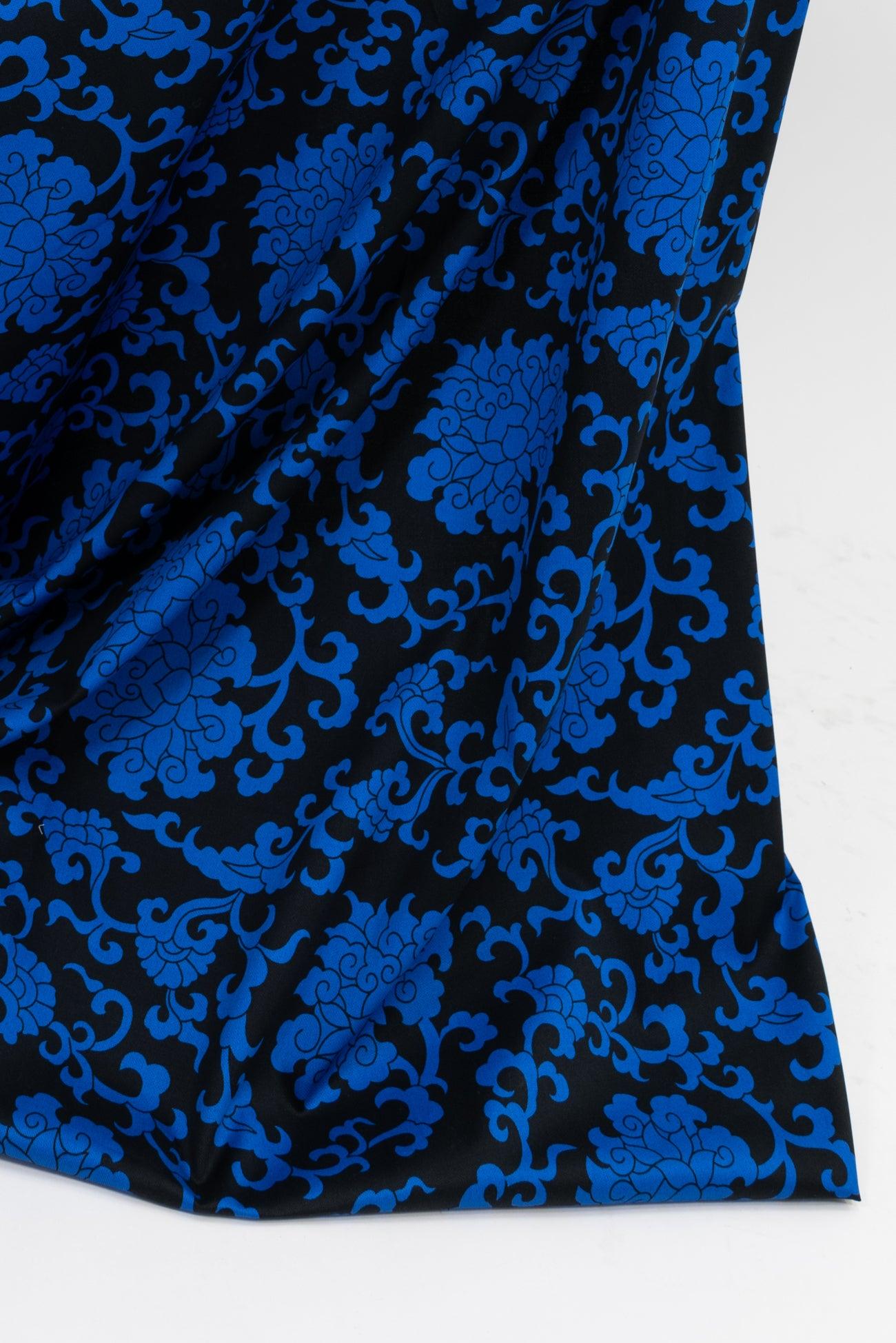 Cobalt Chinese Clouds Stretch Cotton Woven - Marcy Tilton Fabrics