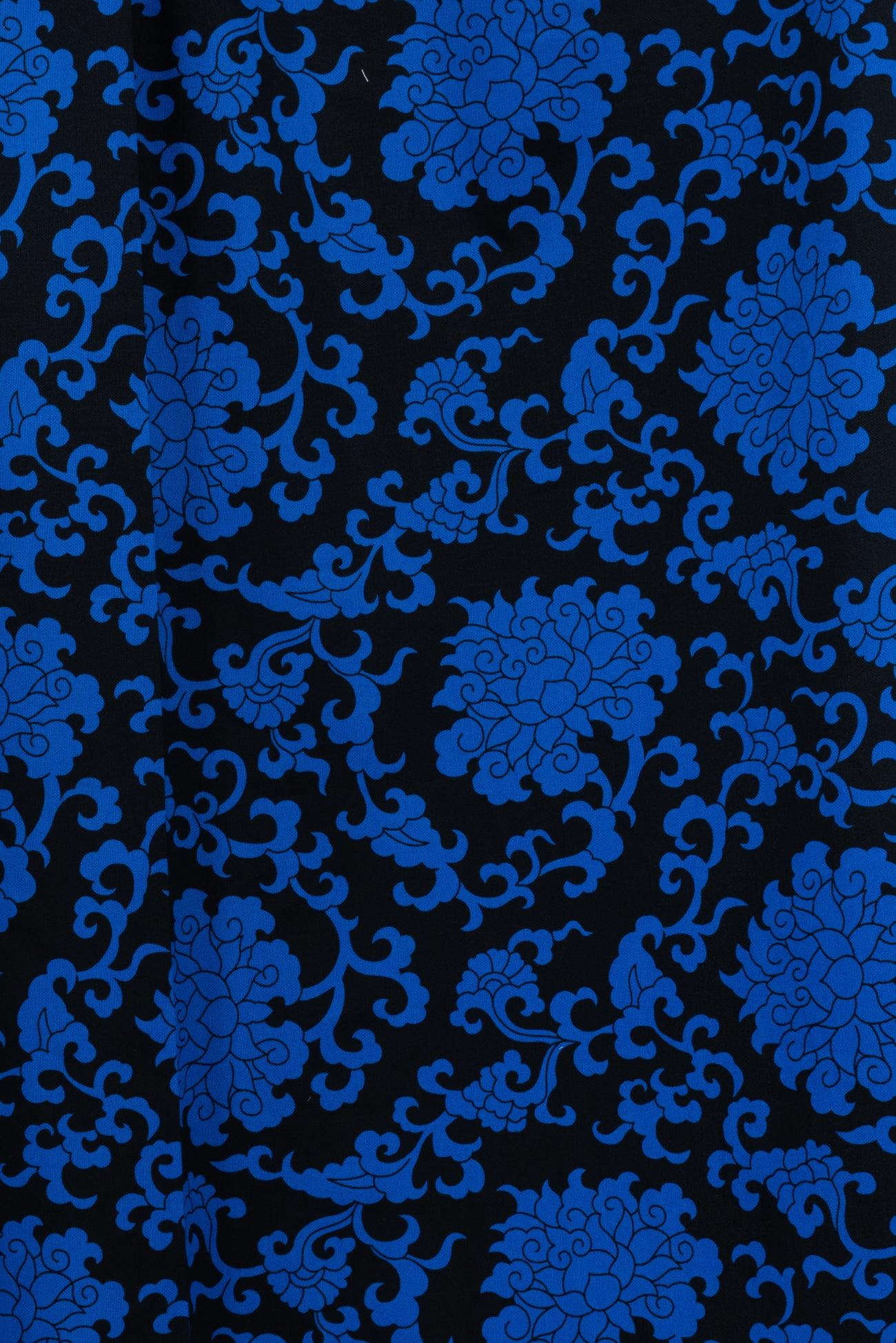 Cobalt Chinese Clouds Stretch Cotton Woven - Marcy Tilton Fabrics
