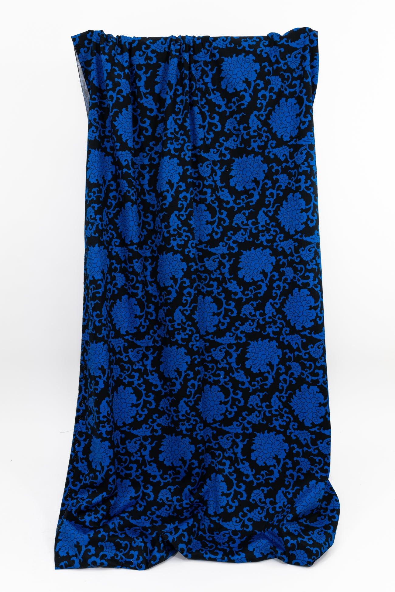 Cobalt Chinese Clouds Stretch Cotton Woven - Marcy Tilton Fabrics