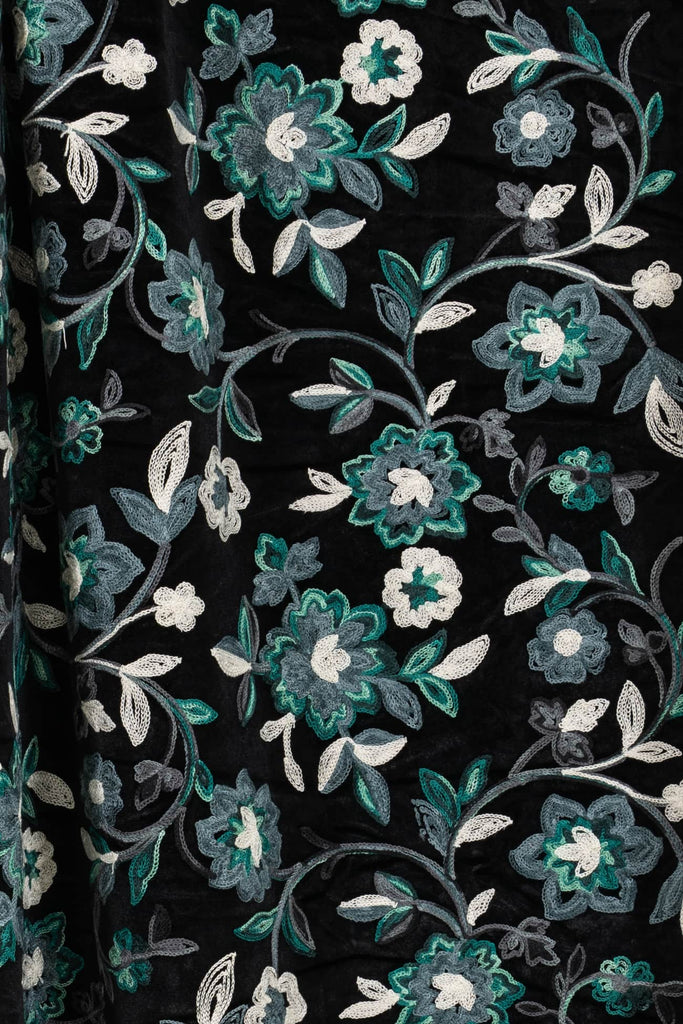 Elena Embroidered Velvet Knit - Marcy Tilton Fabrics