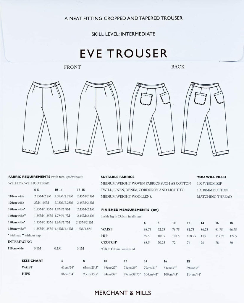 Eve Trouser Pattern - Marcy Tilton Fabrics