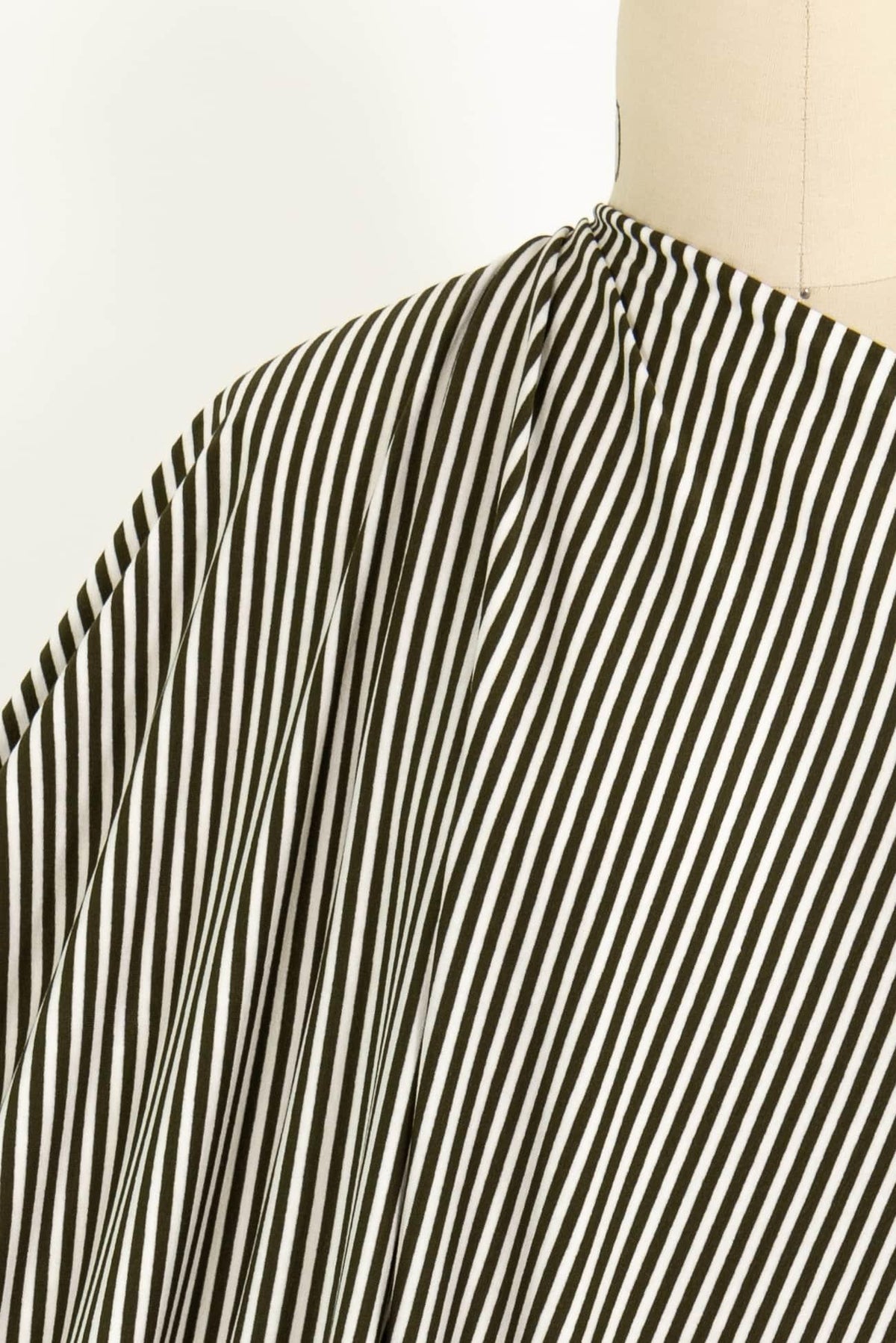 Ivory And Olive Stripes USA Knit - Marcy Tilton Fabrics